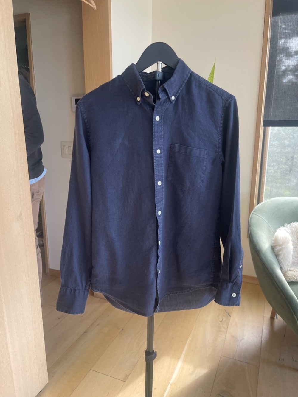 J. Crew Navy Blue Linen Button-Down Shirt